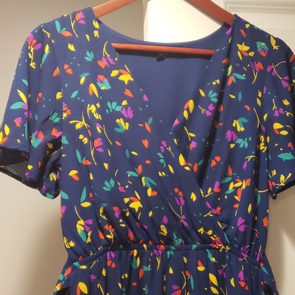 Faux wrap midi dress